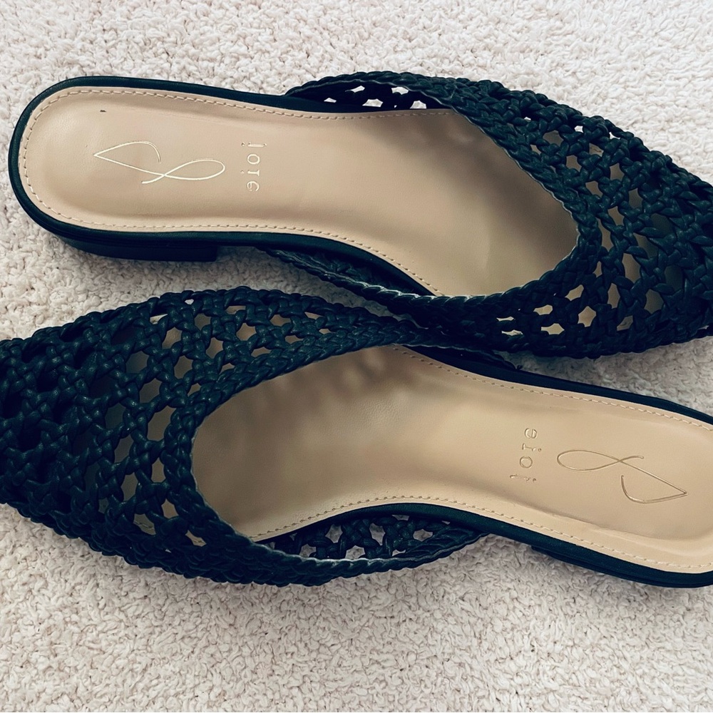 Joie Behold Black Woven Pointed Toe Mules/ no box/great condition - Picture 3 of 15